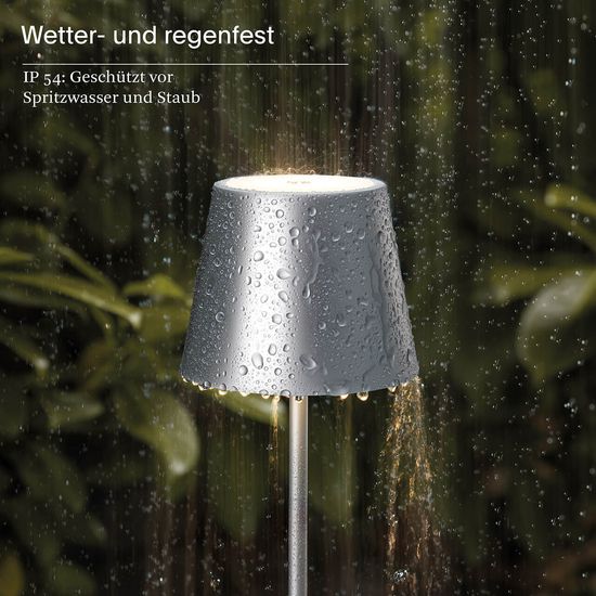 SIGOR Akku-Stehleuchte LED Nuindie 120cm silberfarben rund 2,2W FlexMood 2200K/2700K IP54 168/197lm Ra8