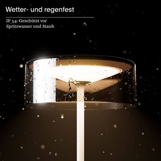 SIGOR Akku-Glasleuchte Numotion 265mm tannengrün Tischleuchte 2,2W FlexMood 2200K/2700K IP54 Ra85 dimmbar