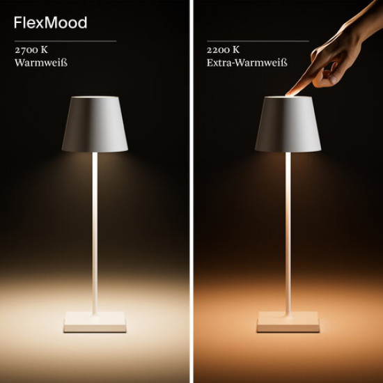 SIGOR Akku-Tischleuchte Nuindie 38cm bronzefarben 2,2W FlexMood 2200K/2700K IP54 Ra85 dimmbar 4546301