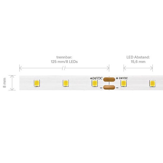 SIGOR 4,8W/m PRO LED-Streifen 3000K 5m 64 LED/m IP20 24V 649lm RA90