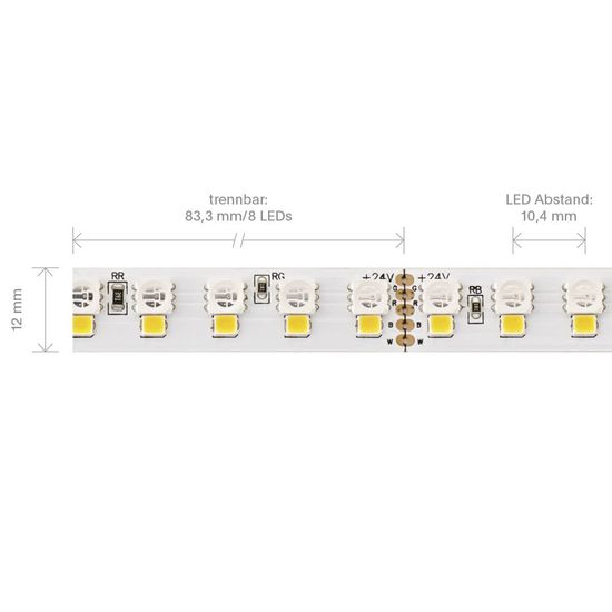 SIGOR 24W/m RGB+W LED-Streifen RGB/3000K 5m 192 LED/m IP20 24V 1853lm RA90