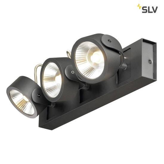 SLV 1000131 KALU LED 3 Wand- und Deckenleuchte schwarz 3000K 60°