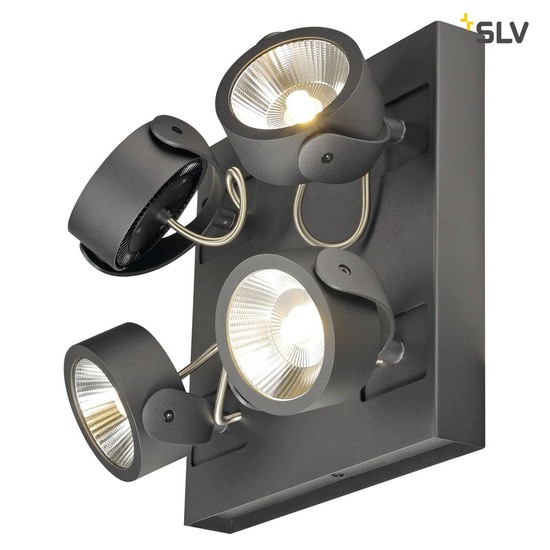 SLV 1000135 KALU LED 4 Wand- und Deckenleuchte square schwarz 3000K 60°