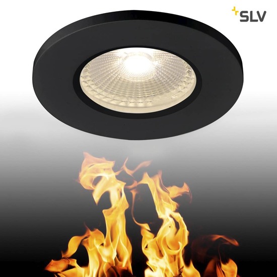 SLV 1001015 KAMUELA ECO LED Fire-rated Deckeneinbauleuchte schwarz 3000K 38° dimmbar IP65