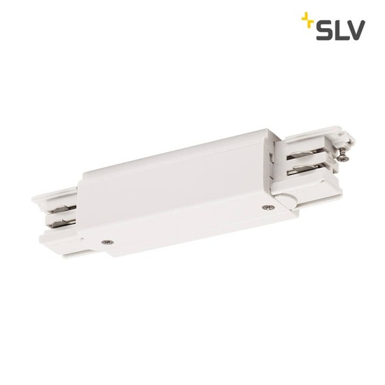 SLV 1001383 Längsverbinder mit Einspeisemöglichkeit für S-TRACK 3P.Schiene verkehrsweiß