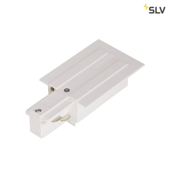 SLV 1001533 EUTRAC Einspeiser für 3-Phasen Einbauschiene verkehrsweiss Erde links