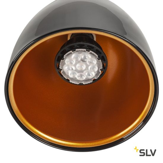 SLV 1002876 PARA CONE 14 QPAR51 3 Phasen System Leuchte schwarz/gold inkl. 3 Phasen-Adapter