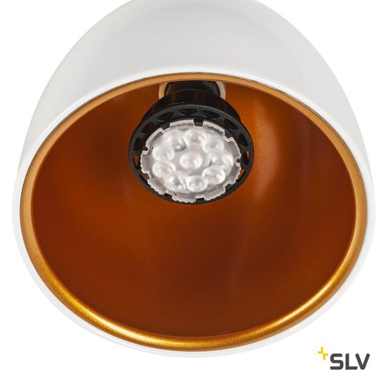 SLV 1002877 PARA CONE 14 QPAR51 3 Phasen System Leuchte weiß/gold inkl. 3 Phasen-Adapter