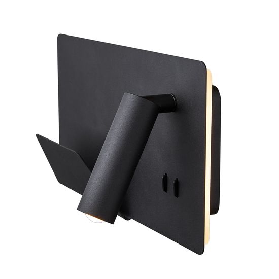 SLV 1003455 SOMNILA SPOT LED Wandleuchte 3000K schwarz Version links inkl. USB Anschluss