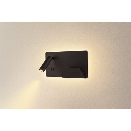 SLV 1003456 SOMNILA SPOT LED Wandleuchte 3000K schwarz Version rechts inkl. USB Anschluss