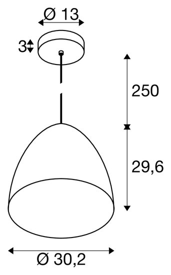 SLV PARA CONE 30, Pendelleuchte, Pendellänge 250cm, E27, 1x max. 60W, schwarz / gold 1008131