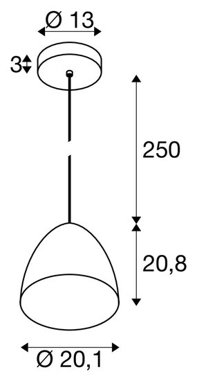 SLV PARA CONE 30, Pendelleuchte, Pendellänge 250cm, E27, 1x max. 60W, kupfer / weiß 1008132