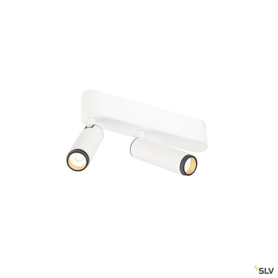 SLV 1009044 GRIP! S, Deckenaufbauleuchte, double, PHASE, 2700 K, 21 W, 29°, weiß / schwarz