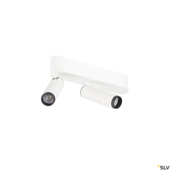 SLV 1009045 GRIP! S, Deckenaufbauleuchte, double, PHASE, 3000 K, 21 W, 29°, weiß / schwarz
