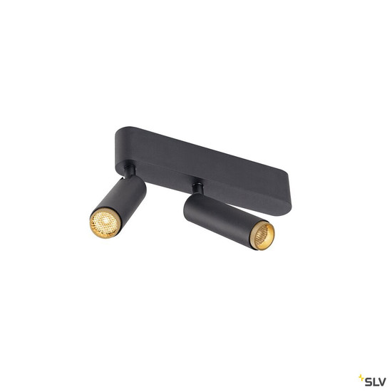 SLV 1009046 GRIP! S, Deckenaufbauleuchte, double, PHASE, 2700 K, 21 W, 29°, schwarz / gold