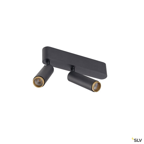 SLV 1009047 GRIP! S, Deckenaufbauleuchte, double, PHASE, 3000 K, 21 W, 29°, schwarz / gold