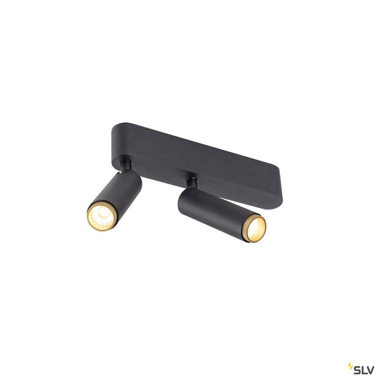 SLV 1009047 GRIP! S, Deckenaufbauleuchte, double, PHASE, 3000 K, 21 W, 29°, schwarz / gold