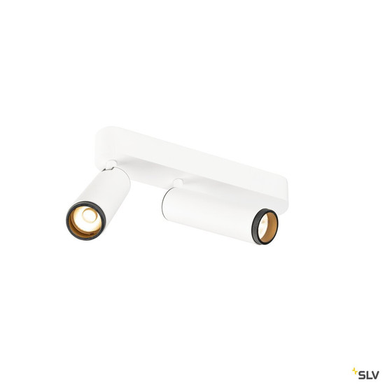 SLV 1009076 GRIP! M, Deckenaufbauleuchte, double, PHASE, 2700 K, 28 W, 42°, weiß / schwarz