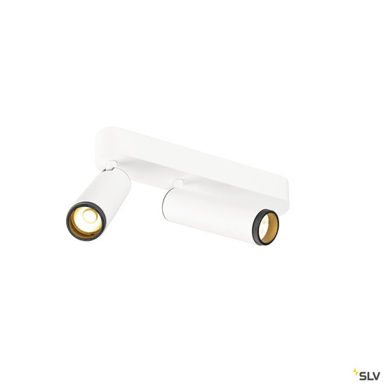 SLV 1009077 GRIP! M, Deckenaufbauleuchte, double, PHASE, 3000 K, 28 W, 42°, weiß / schwarz