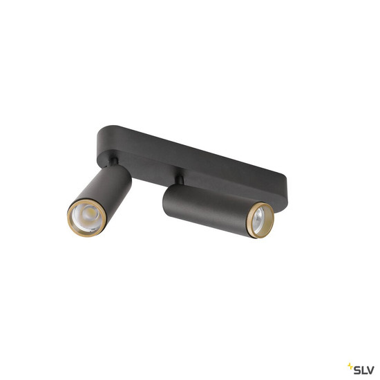 SLV 1009079 GRIP! M, Deckenaufbauleuchte, double, PHASE, 3000 K, 28 W, 42°, schwarz / gold