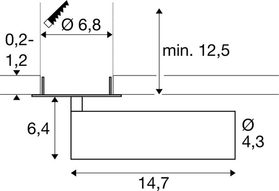 SLV 1009085 GRIP! M, Deckeneinbauleuchte, PHASE, 3000 K, 42°, IP20, zylindrisch, weiß / schwarz