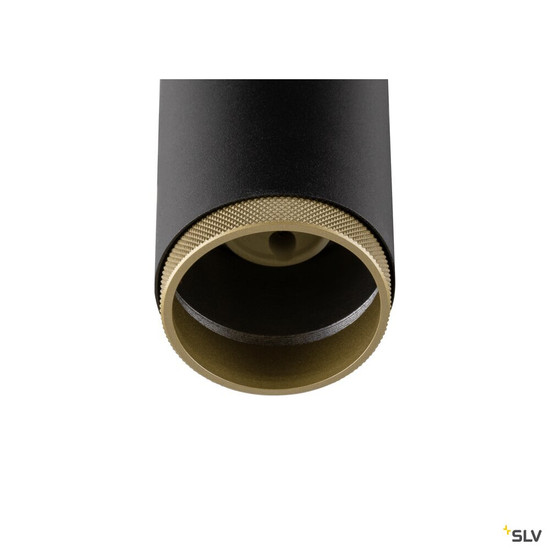 SLV 1009093 GRIP! L, SPOT CL, single, QPAR51, Deckenaufbauleuchte, zylindrisch, 1 x max. 6 Watt, schwarz / gold