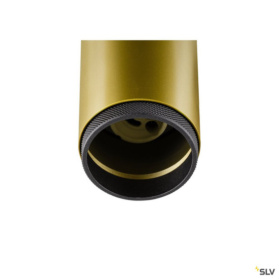SLV 1009095 GRIP! L, SPOT CL, single, QPAR51, Deckenaufbauleuchte, zylindrisch, 1 x max. 6 Watt, gold / schwarz