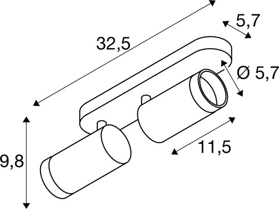 SLV 1009097 GRIP! L, SPOT CL, double, QPAR51, Deckenaufbauleuchte, zylindrisch, 2 x max. 6 Watt, schwarz / gold