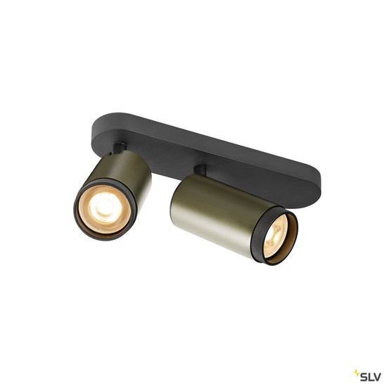 SLV 1009098 GRIP! L, SPOT CL, double, QPAR51, Deckenaufbauleuchte, zylindrisch, 2 x max. 6 Watt, bronze / schwarz