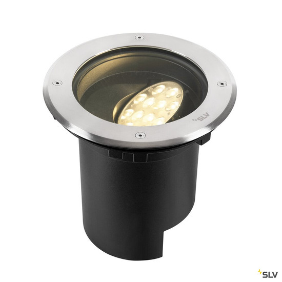 SLV 1009168 DASAR® L, Bodeneinbauleuchte, asymmetrisch, 3000K, 70°/40°, IP65/IP67, rund, edelstahl / schwarz