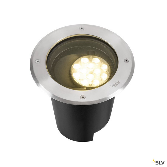 SLV 1009168 DASAR® L, Bodeneinbauleuchte, asymmetrisch, 3000K, 70°/40°, IP65/IP67, rund, edelstahl / schwarz