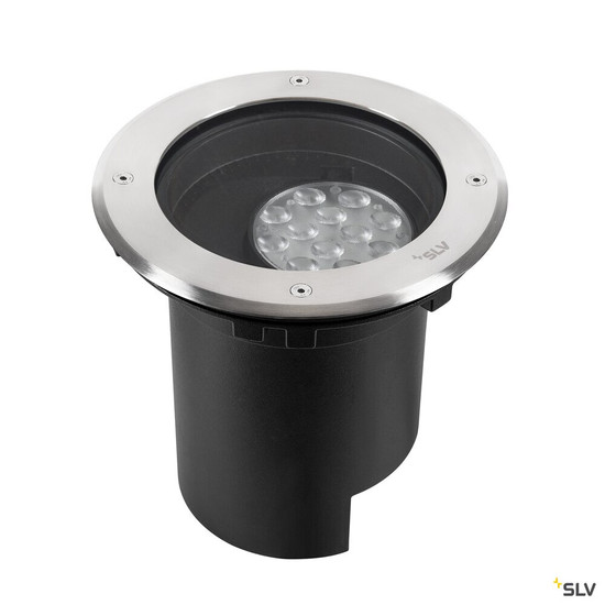 SLV 1009168 DASAR® L, Bodeneinbauleuchte, asymmetrisch, 3000K, 70°/40°, IP65/IP67, rund, edelstahl / schwarz