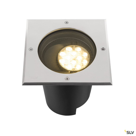 SLV 1009169 DASAR® L, Bodeneinbauleuchte, asymmetrisch, 3000K, 70°/40°, IP65/IP67, quadratisch, edelstahl / schwarz