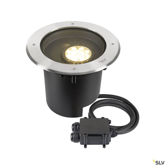 SLV 1009170 DASAR® XL, Bodeneinbauleuchte, asymmetrisch, 3000K, 70°/40°, IP65/IP67, rund, edelstahl / schwarz