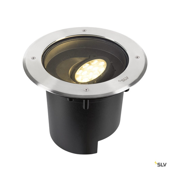 SLV 1009170 DASAR® XL, Bodeneinbauleuchte, asymmetrisch, 3000K, 70°/40°, IP65/IP67, rund, edelstahl / schwarz