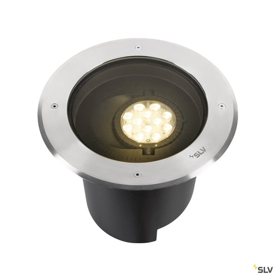 SLV 1009170 DASAR® XL, Bodeneinbauleuchte, asymmetrisch, 3000K, 70°/40°, IP65/IP67, rund, edelstahl / schwarz