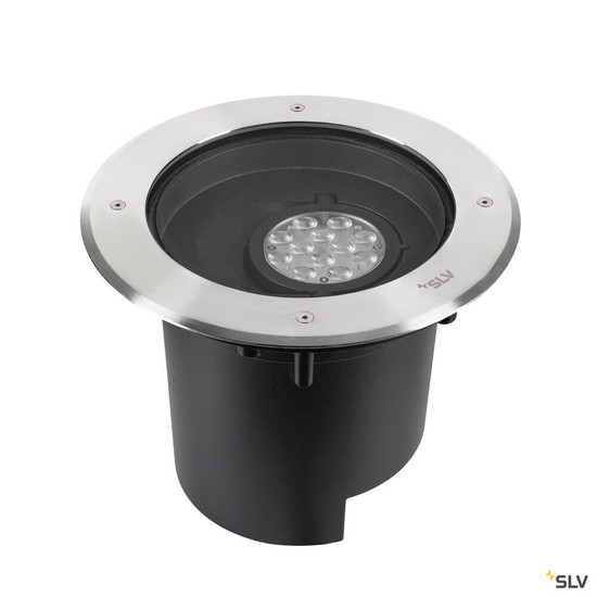 SLV 1009170 DASAR® XL, Bodeneinbauleuchte, asymmetrisch, 3000K, 70°/40°, IP65/IP67, rund, edelstahl / schwarz