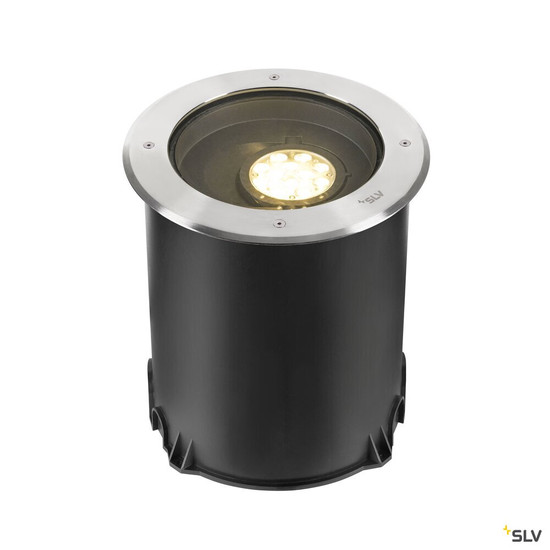 SLV 1009170 DASAR® XL, Bodeneinbauleuchte, asymmetrisch, 3000K, 70°/40°, IP65/IP67, rund, edelstahl / schwarz