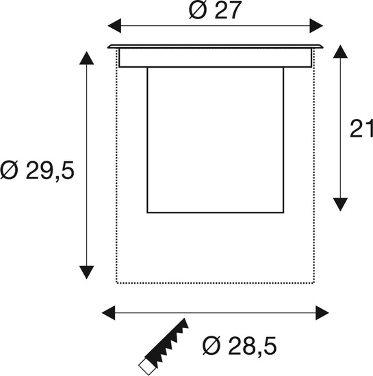 SLV 1009170 DASAR® XL, Bodeneinbauleuchte, asymmetrisch, 3000K, 70°/40°, IP65/IP67, rund, edelstahl / schwarz