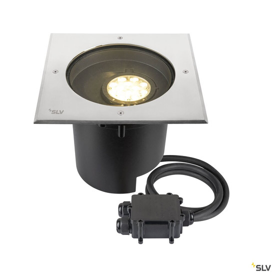 SLV 1009171 DASAR® XL, Bodeneinbauleuchte, asymmetrisch, 3000K, 70°/40°, IP65/IP67, quadratisch, edelstahl / schwarz