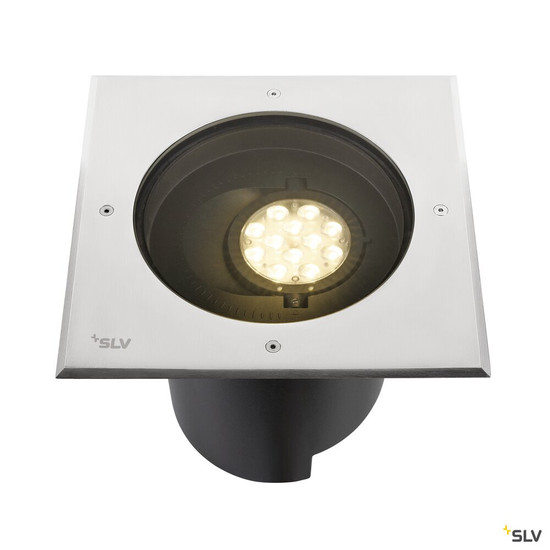 SLV 1009171 DASAR® XL, Bodeneinbauleuchte, asymmetrisch, 3000K, 70°/40°, IP65/IP67, quadratisch, edelstahl / schwarz