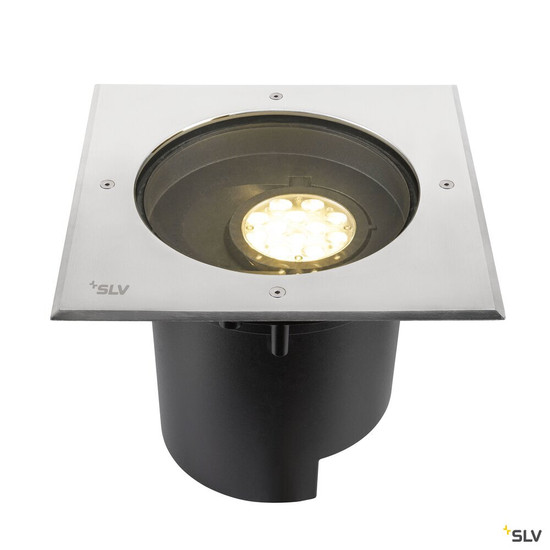SLV 1009171 DASAR® XL, Bodeneinbauleuchte, asymmetrisch, 3000K, 70°/40°, IP65/IP67, quadratisch, edelstahl / schwarz