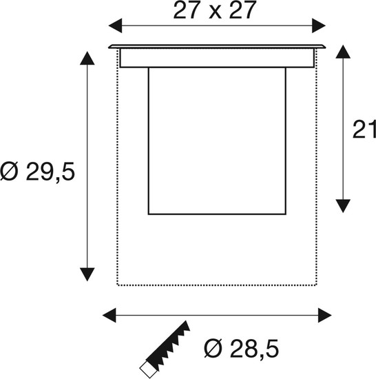 SLV 1009171 DASAR® XL, Bodeneinbauleuchte, asymmetrisch, 3000K, 70°/40°, IP65/IP67, quadratisch, edelstahl / schwarz