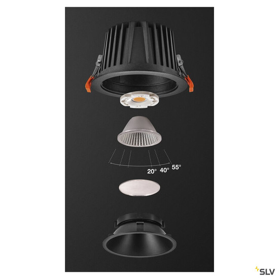 SLV 1009939 NUMINOS® XL, Deckeneinbauleuchte, 3000 K, 40°, IP20, rund, schwarz
