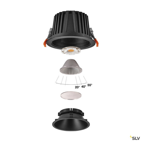 SLV 1009939 NUMINOS® XL, Deckeneinbauleuchte, 3000 K, 40°, IP20, rund, schwarz