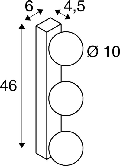SLV 1010194 SUN Mirror, Wandaufbauleuchte, triple, 2700/3000/4000 K, TOUCH button, 18 W,  IP44, schwarz