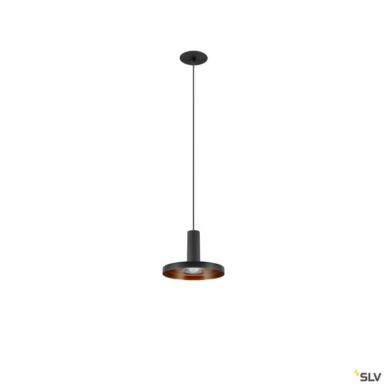 SLV 1010286 LALU®, Pendelleuchte, LED Base, Mix&Match, recessed canopy, Pendellänge 200 cm, 2700/3000K, 40°, PHASE, schwarz