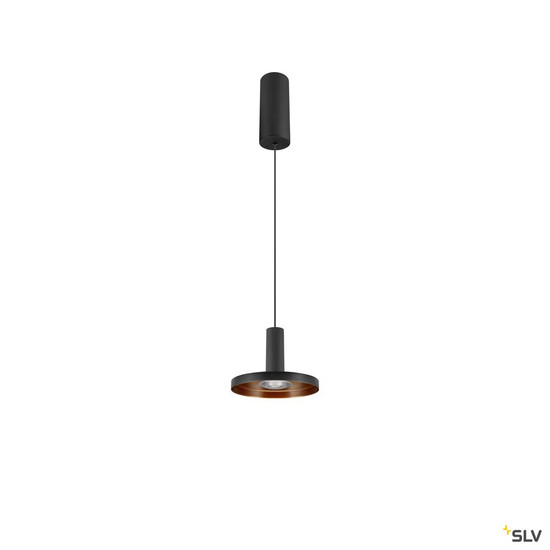 SLV 1010287 LALU®, Pendelleuchte, LED Base, Mix&Match, surface mounted canopy, Pendellänge 200 cm, 2700/3000K, 40°, PHASE, schwarz
