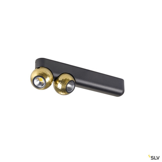 SLV 1010306 DYSKO, Wand- und Deckenaufbauleuchte, double, PHASE, 2700K, 13 W, 36°, schwarz / gold