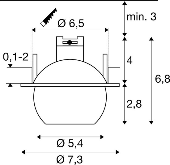 SLV 1010354 DYSKO, Deckeneinbauleuchte, rund, PHASE, 2700K, 6.4 W, 36°, weiß / schwarz